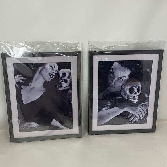 unbranded Other - 2 Vampira with skull heads Black and White Halloween Art Prints goth decor new